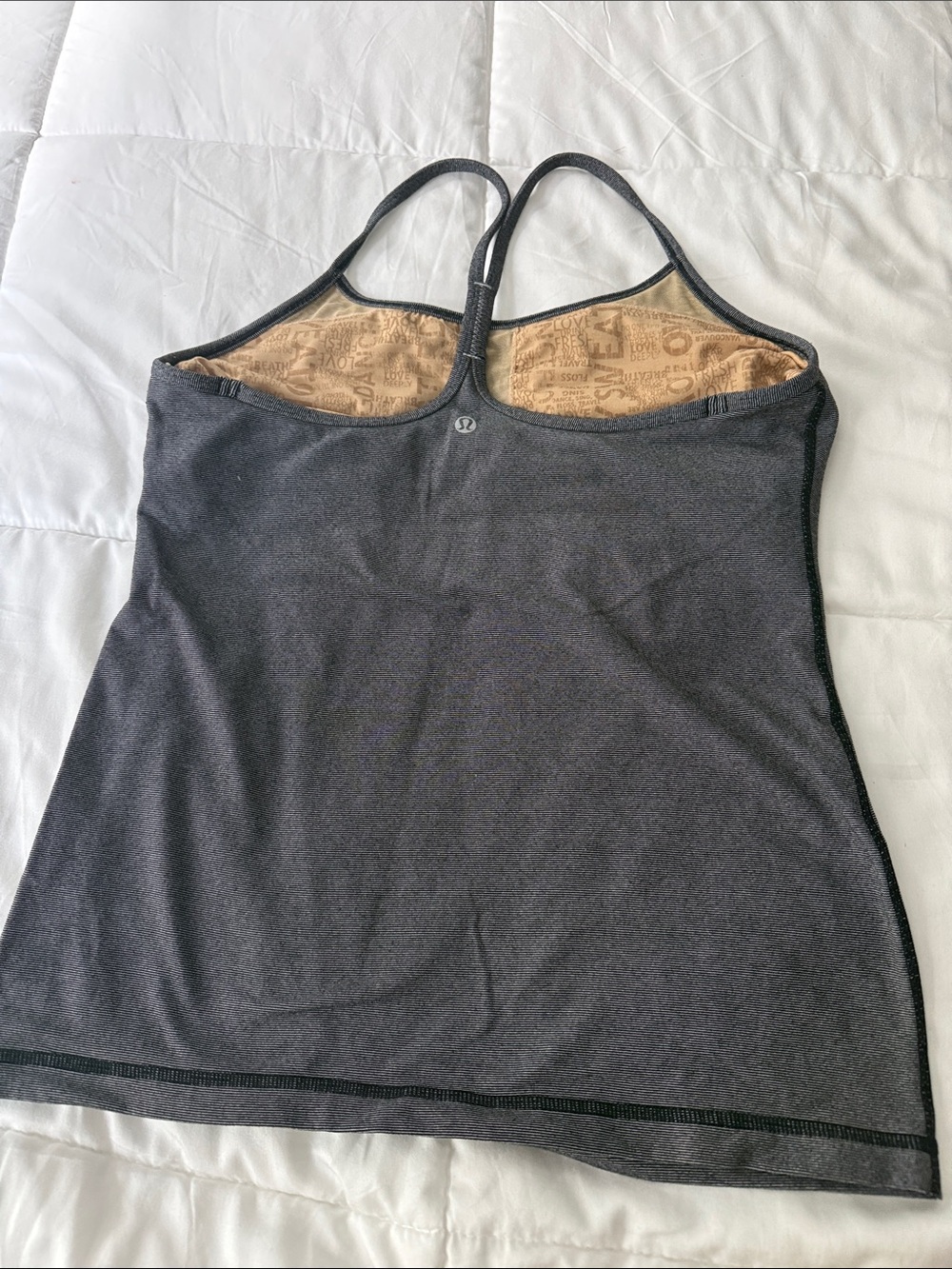 lululemon athletica Black Tank with Tan Lining Built-in Bra no pads 10